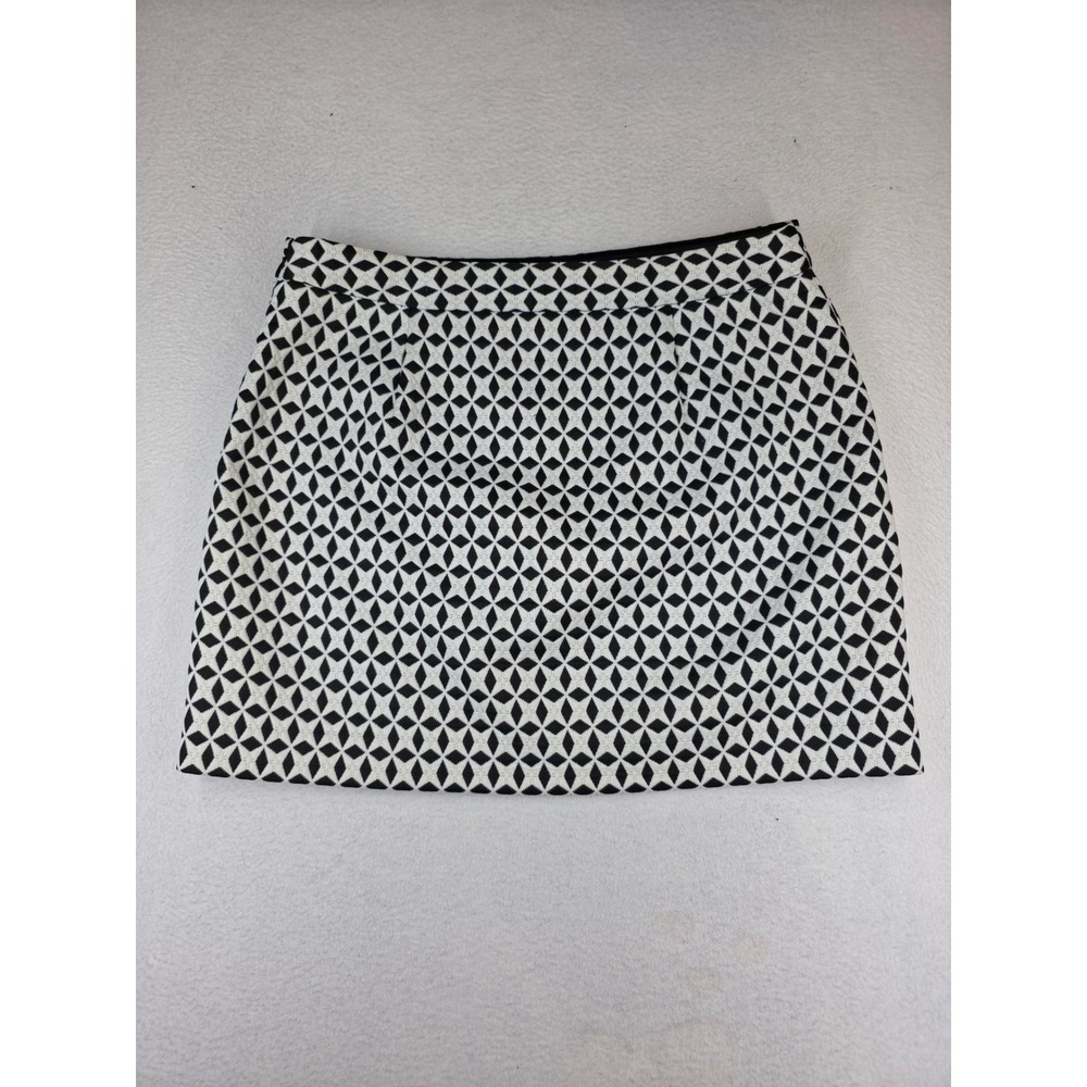 Banana Republic Womens Black White Geometric Diamond Print Mini Skirt Size 12 - Picture 4 of 7